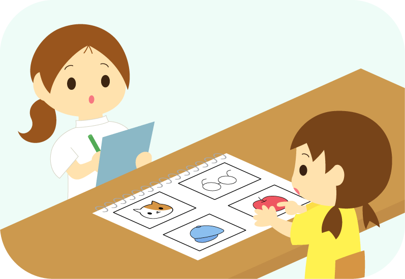発達検査をしている様子を描いたイラスト